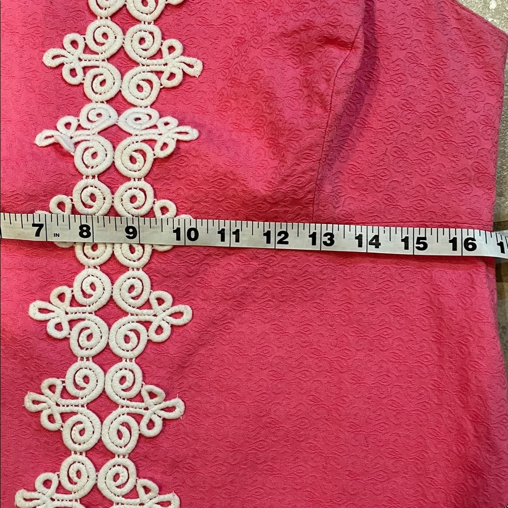 Lilly Pulitzer Dress Hot Pink Sleeveless Mini with White Lace Trim -Size 10 - Picture 7 of 13